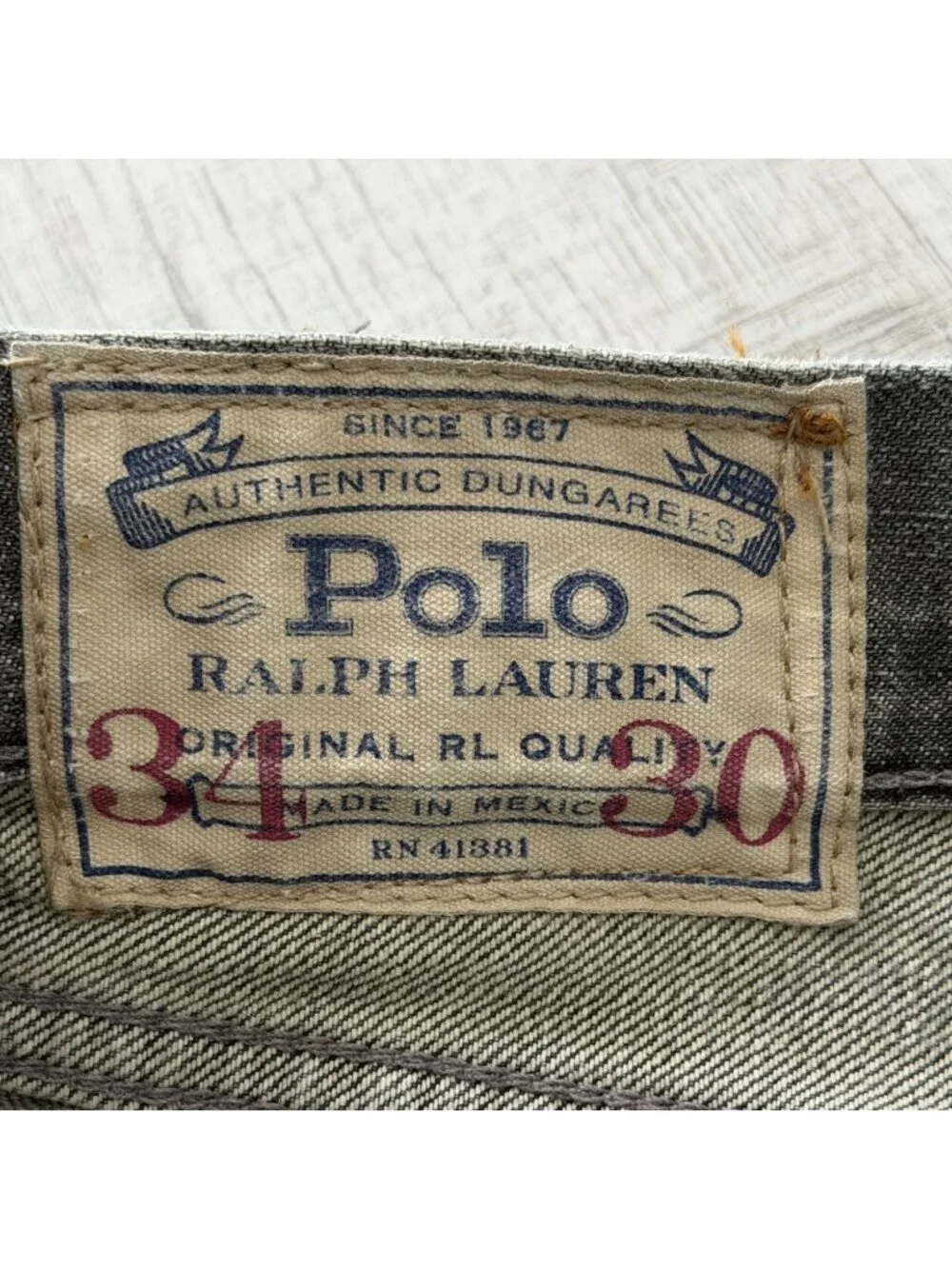 Polo Ralph Lauren Mens 34x30 Varick Slim Straight Jeans Gray Denim Button-Fly